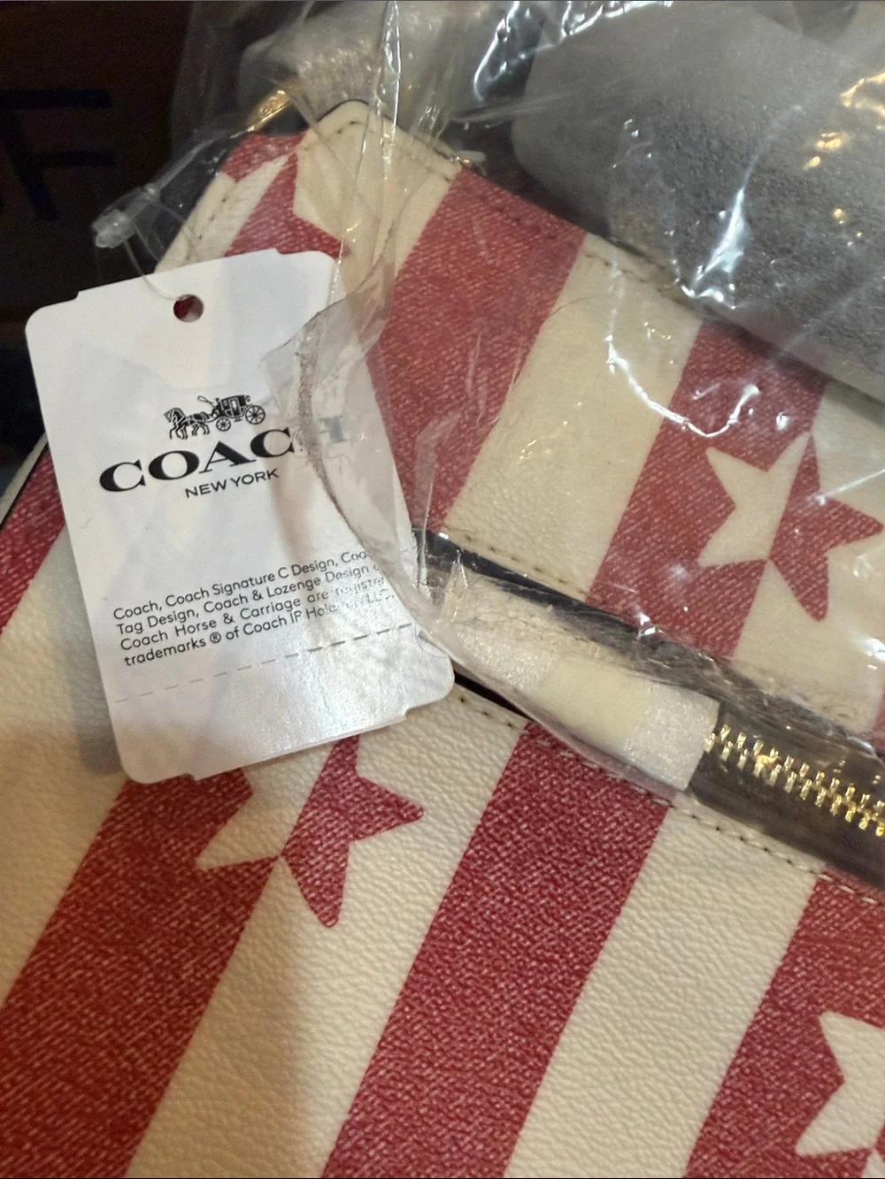 NWT Coach GALLERY FILE BAG WITH STRIPE STAR PRINT